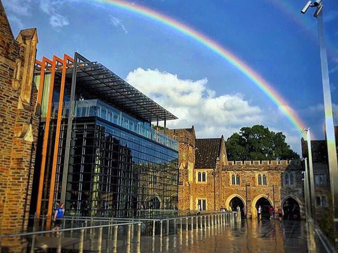 A rainbow over the Brodhead Center after Hurricane Florence in 2019. PC: Sannan Saleh.