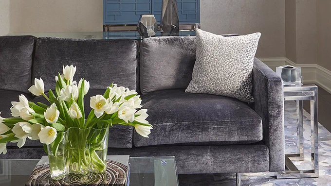 There's nothing like fresh tulips to welcome spring. Living Room Interior Design and Styling by Melanie  Design