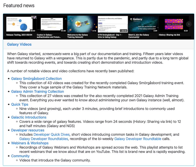 Screenshot of newsletter section