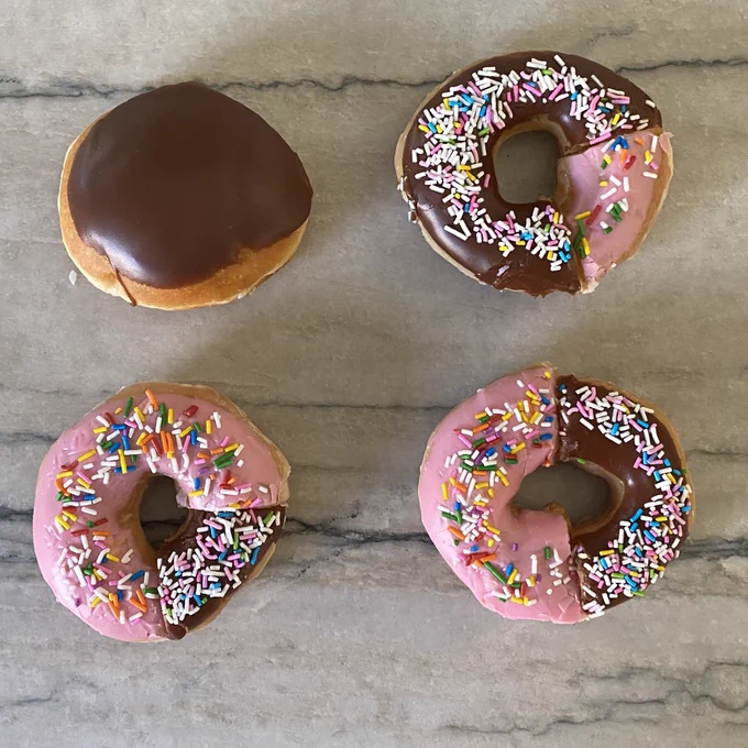Donuts 🍩 wholes haves three quarters