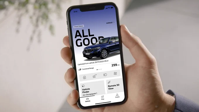 A screenshot of BMW's My BMW app, built with Flutter by an in-house development team. 