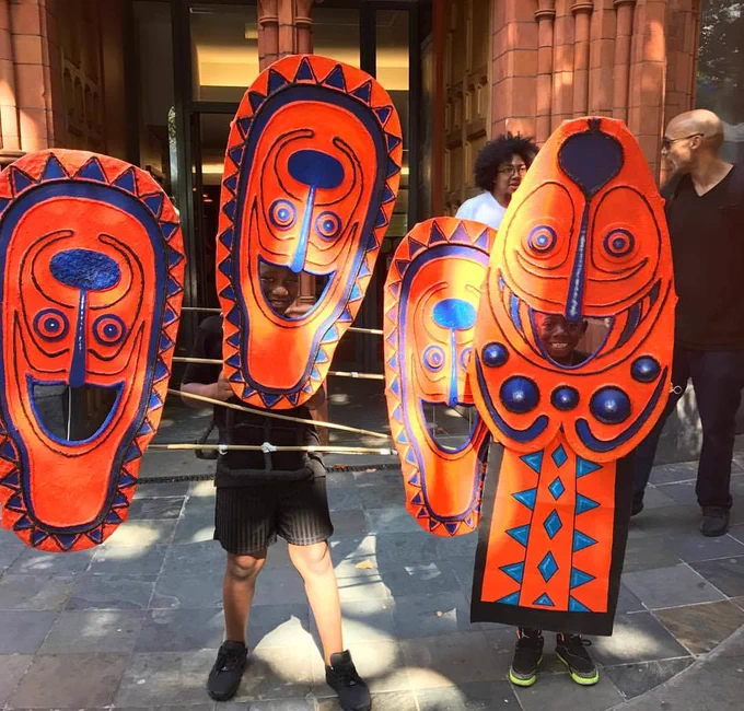 Image showing a couple of young people posing in their outfits at Notting Hill Carnival