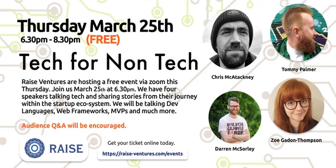 Tech for Non Tech, March 25th 6.30pm
