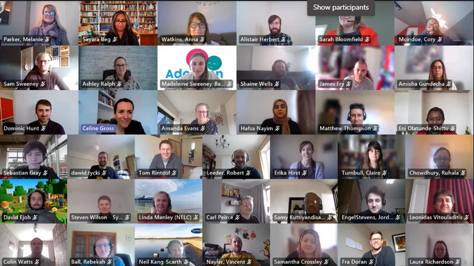Screenshot of Zoom call with 39 participants