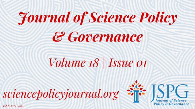 Image of the JSPG Promo Card. Maze-like background. Text reads: Journal of Science Policy & Governance. Volume 18, Issue 01, sciencepolicyjournal.org. JSPG Logo. ISSN 2372-2193.