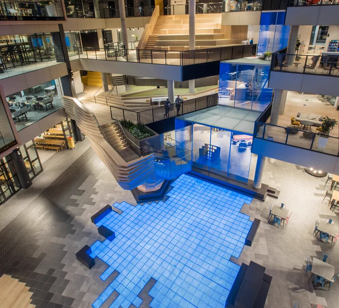Photo of the digital pool at the Microsoft Dublin campus.