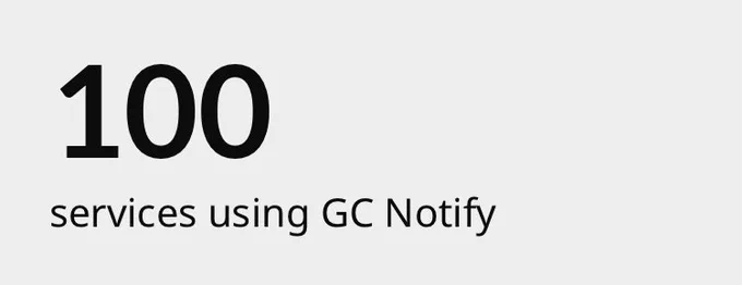 A screenshot that says “100 services using GC Notify”