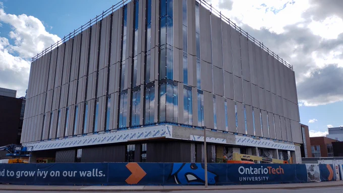 Construction of the new student services building at 2000 Simcoe St. N.
