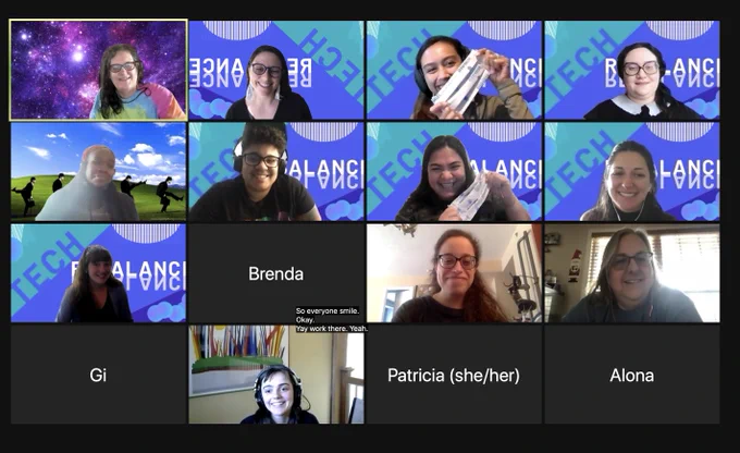 a screengrab of the Zoom room of people!