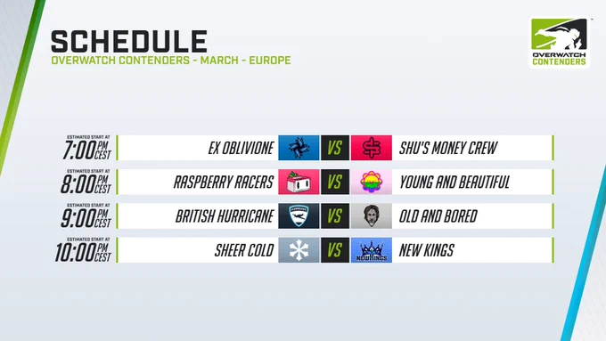 Overwatch Contenders Europe - March Tournament Schedule
