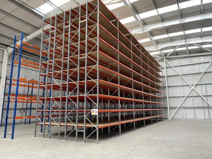 Completed carpet racking in large warehouse for storage