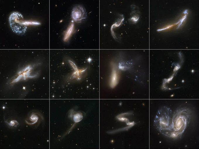 Compilation of irregular galaxies spotted throughout the universe.  