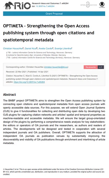 The BMBF project OPTIMETA aims to strengthen the Open Access publishing system by connecting open citations and spatiotemporal metadata from open access journals with openly accessible data sources. For this purpose, we will extend Open Journal Systems (OJS) to give it functionalities for collecting and distributing open data by developing two OJS plugins for capturing citation networks and articles' spatial and temporal properties as machine-readable and accessible metadata. OPTIMETA supports the attraction of independent OA journals as publication venues by substantially improving the discoverability and visibility of OA publications through enrichment and interlinking of article metadata.