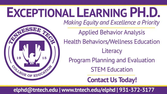 Image displays information about the Exceptional Learning PH.D. program in the College of Education.