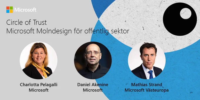 Representerar du offentlig sektor? Är det aktuellt för er att lagra data i molnet? Nyfiken på nya Microsoft Molndesign (MSMD)? Välkommen 13 april: http://msft.it/6012VXgZG  #NyaMöjligheter #CircleOfTrust