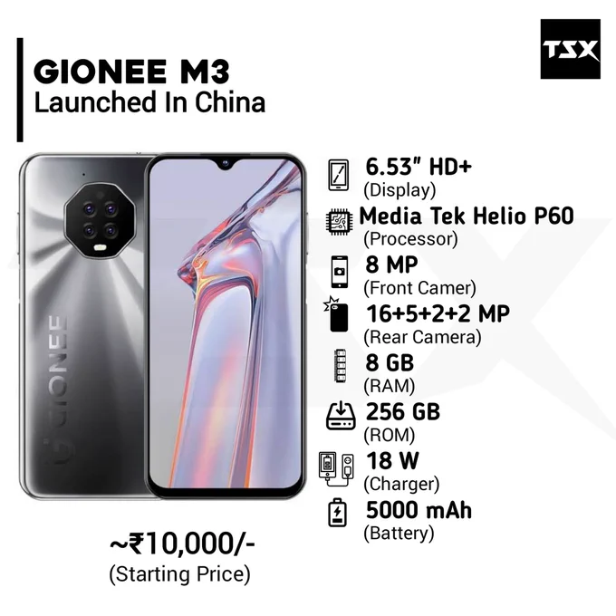 Gionee M3 budget smartphone with Helio P60 launched in China.

Follow us for Tech Updates @TECHSmartX

#gionee #gioneem3 #gioneemseries #p15pro #oppof19pro #infinix #infinixsmart5 #infinixsmart #micromaxinab #micromax #xiaomi #redmik30pro #nokia #nokia34 #samsung #oppo #vivo #xiaomi #mi #realme #apple #smartphones #mobiles #technews #techie #technology #TechSmartX #TechSmartXUpdates #TechSmartXTeam