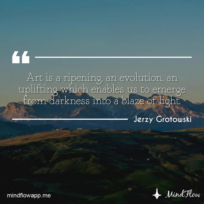 "Art is ripening, an evolution, an uplifting which enables us to emerge from darkness into a blaze of light" 💡🎨  #meditation #mindfulness #mindflowdaily #ThursdayMorning #motivation #inspiration #quote #dailyquote #ThursdayMotivation #ThursdayThoughts #ThursdayFeelings