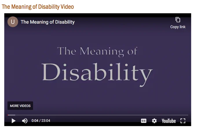 The Meaning of Disability YouTube video