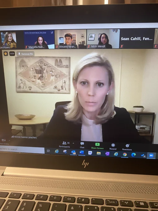 Image of zoom where Dr Bonnie Swenor is presenting