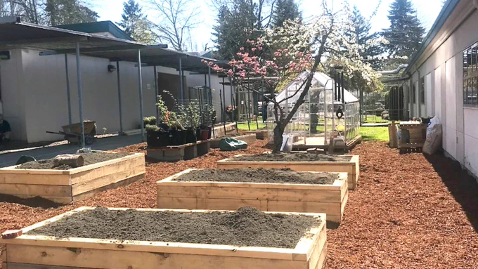 Garden spot at Evergreen High School