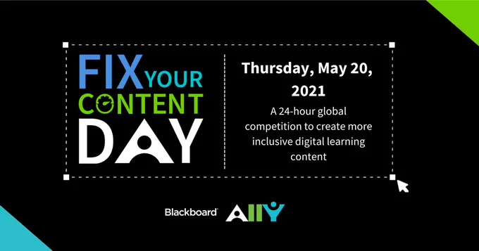 Fix your content day illustration titled "May 20, 2021. a 24 hour global competition to create more inlclusive digital learning content" 