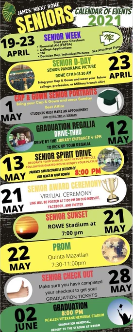 Senior Calendar of Events 2021