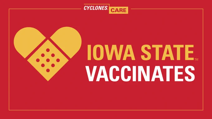 Bandaid icon with text that reads Iowa State Vaccinates.