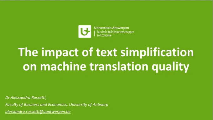 Slide: the impact of text simplification on machine translation quality
