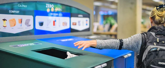 compost and recycling bins on campus