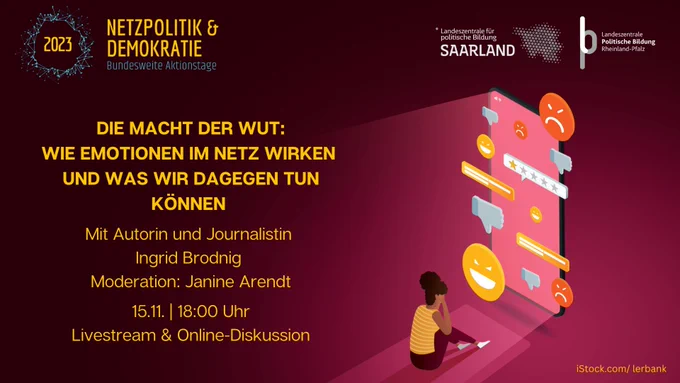 Online-Vortrag mit Diskussion „Die Macht der Wut: Wie Emotionen im Netz wirken und was wir dagegen tun können“ am 15.11.