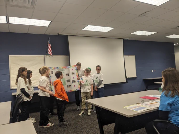 Presenting our innovation project to judges.