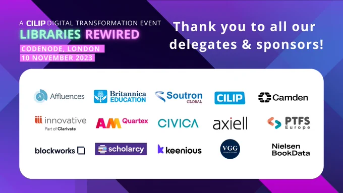 Libraries Rewired Thank you to all our 
delegates & sponsors! and supplier logos