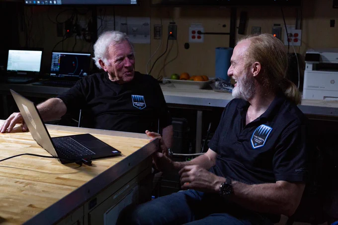 Captain Walsh and I at Challenger Deep during the Five Deeps Expedition, April-May 2019.