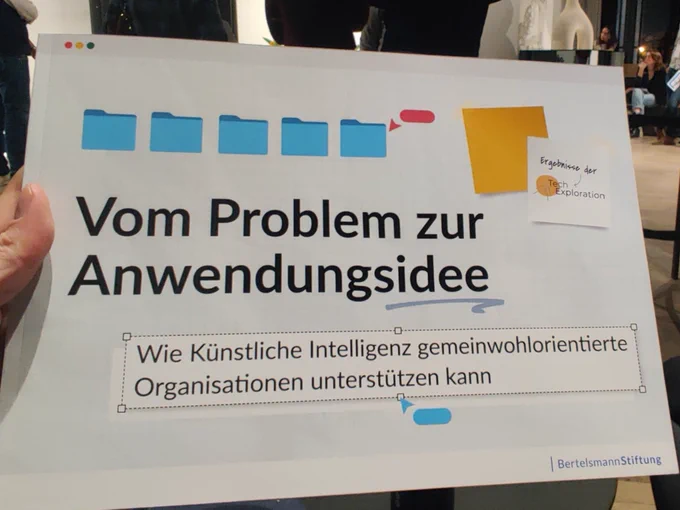 Cover Broschüre "Vom Problem zur Anwendungsidee - Wie Künstliche Intelligenz gemeinwohlorientierte Organisationen unterstützen kann"