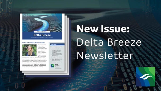 Graphic announcing the new issue of the Delta Breeze newsletter.