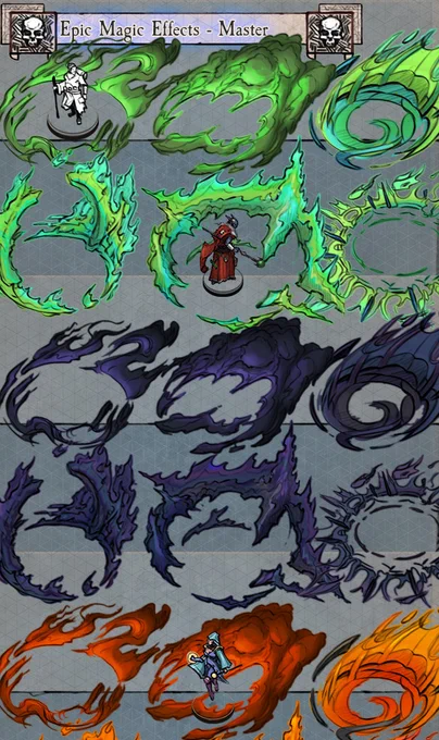 magical energy, swirling magic,magic, icons for dungeons and dragons, swirling fire energy, magic users casting magic, icons are all drawn in isometric perspective for digital tabletops.