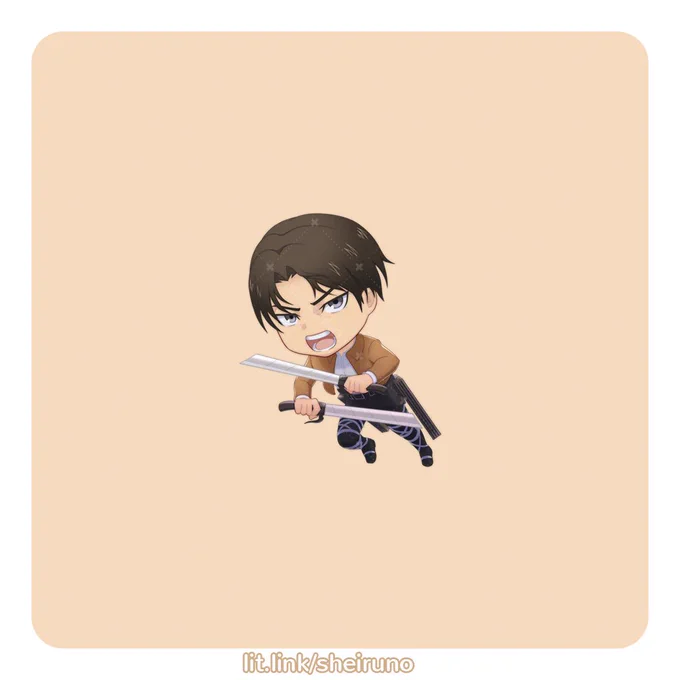 シェイルノが描いた進撃の巨人のチビリヴァイ・アッカーマン。
Chibi Levi Ackerman from Attack on Titan, made by Sheiruno.