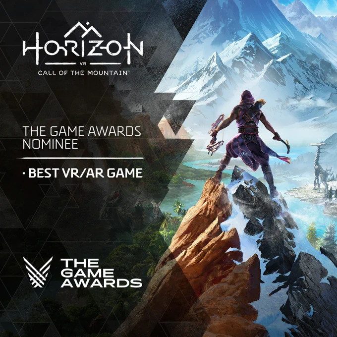 An asset to celebrate the nominated. The text reads: Horizon Call of the Mountain, The Game Awards nominee, Best VR/AR Game, The Game Awards.