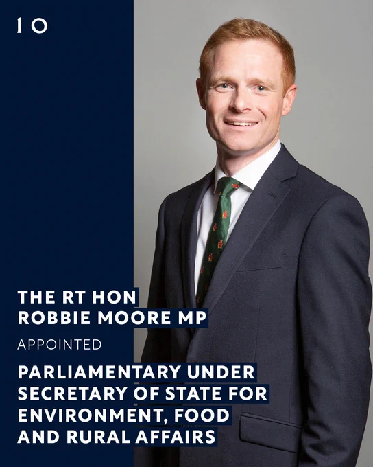 The RT Hon Robbie Moore MP appointed Parliamentary Under Secretary of State for Ennvironment, Food, and Rural Affairs