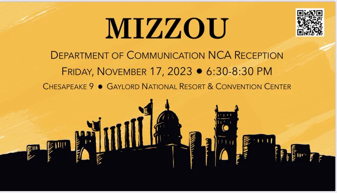 Flyer with MU skyline. Reception fri Nov 17 6:30-8:30 pm Chesapeake 9, Gaylord Resort