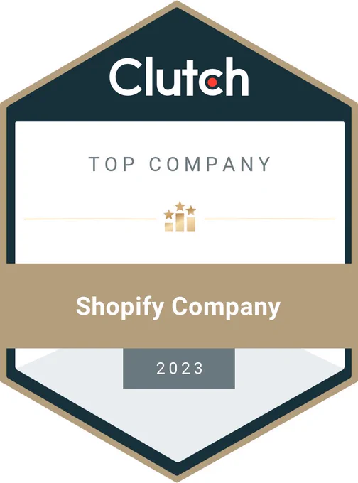 A clutch badge stating 'Top Company' Shopify Company for 2023