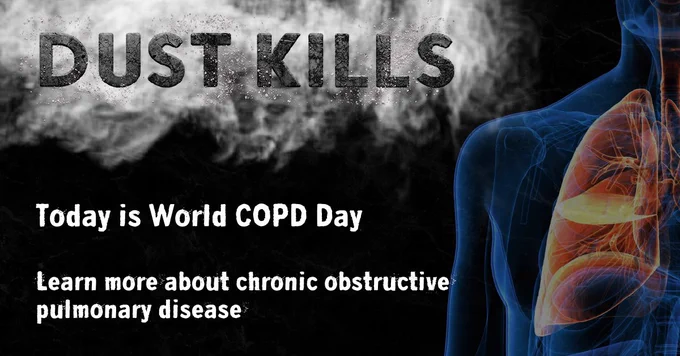 Today is world COPD Day. Learn more about chronic obstructive pulmonary disease. 
Image of blue torso outline with orange lung