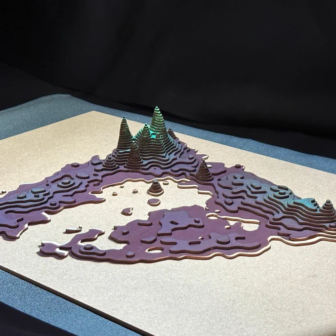 purple and blue segmented islandscape