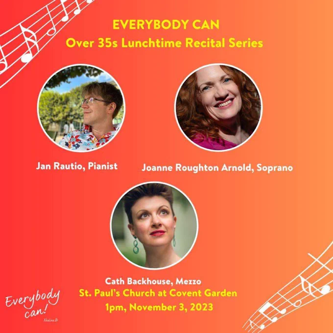 This is a poster advertising the concert mentioned in the body text. Additional details are that Cath Backhouse (mezzo-soprano) is singing and Jan Rautio is accompanying Joanne and Cath on the piano.