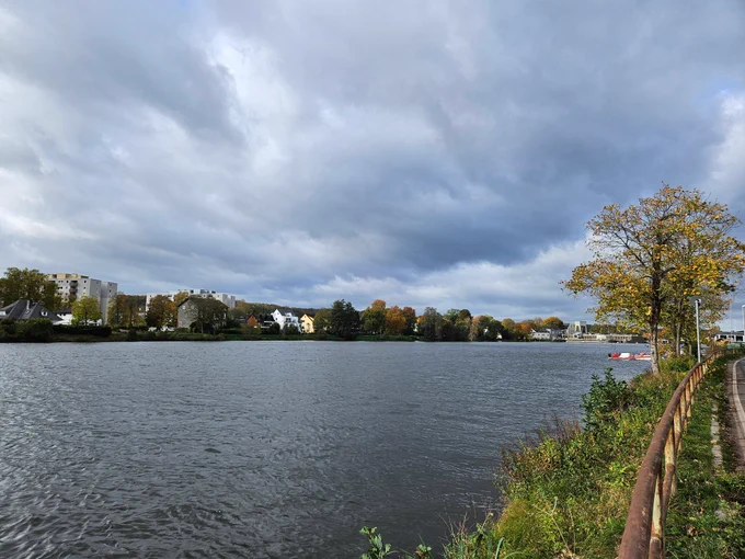 View of a river in the autumn sun
