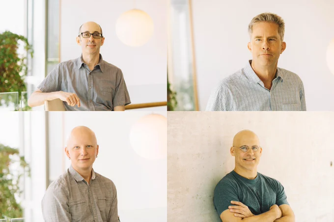 Composite of professional photos of Gary Bader, Benjamin Blencowe, Timothy Hughes and Mikko Taipale