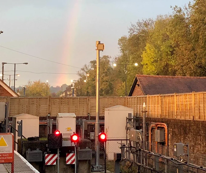 Photo of a rainbow over Chesham station