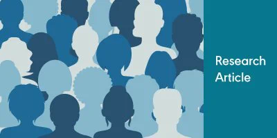 The words "Research Article" appear on the far R of the rectanglular shaped image. Words are on a background of deep dark teal color (green). Font is a light light teal color. Image to the immediate L is of the silhouettes (backs not fronts) of a varying group of people of multiple ethnicities and (in the image) appearing in various colors of blues, teals, whites, and grays. Hair styles and lengths are prominently seen.
