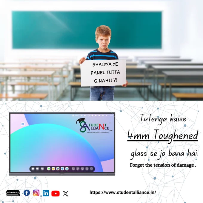 When design meets strength, magic happens. Our IFPD panel with 4mm toughened glass is here to transform your world. 🪄🏙 

#smartboard #digitalboard #ifpd #ifpdpanel #education #viralpost #trendingpost #explore #studentalliance #whiteboard #onlineteaching #studiosetup #homesetup #school #college #office #easyteaching #smartlearning