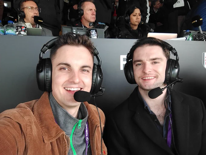 Jake and Sam (left to right) Mic'd up before kickoff 